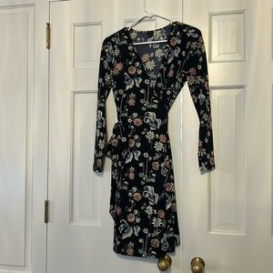 Floral Navy Ann Taylor Wrap Dress Size 2